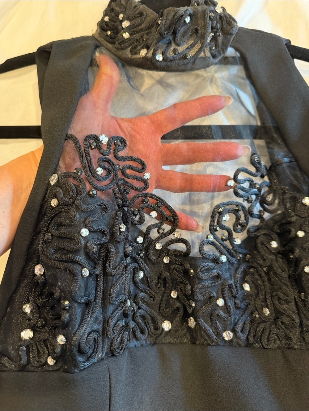 AFTER FIVE  Black Halter Evening Dress with Beaded Mesh Bodice Size 0 - Picture 8 of 12
